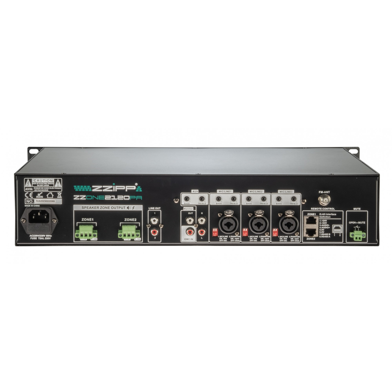 MONACOR - Amplificatore mixer lettore usb/bt/fm da 120w a 2 zone