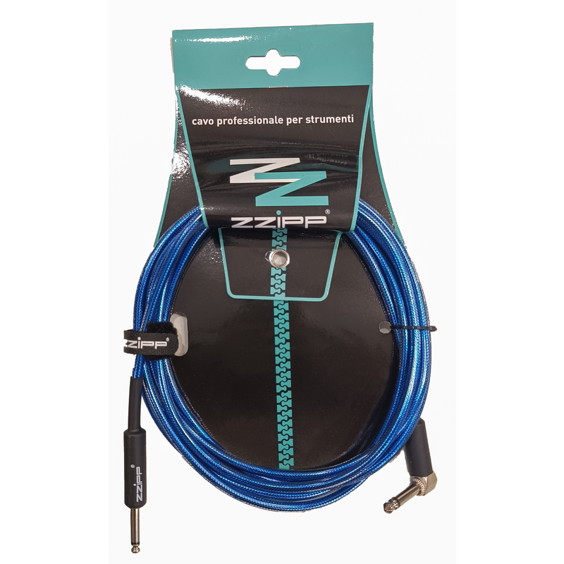 ZZiPP - Cavo per strumenti Jack dritto / Jack angolare 3m Blu