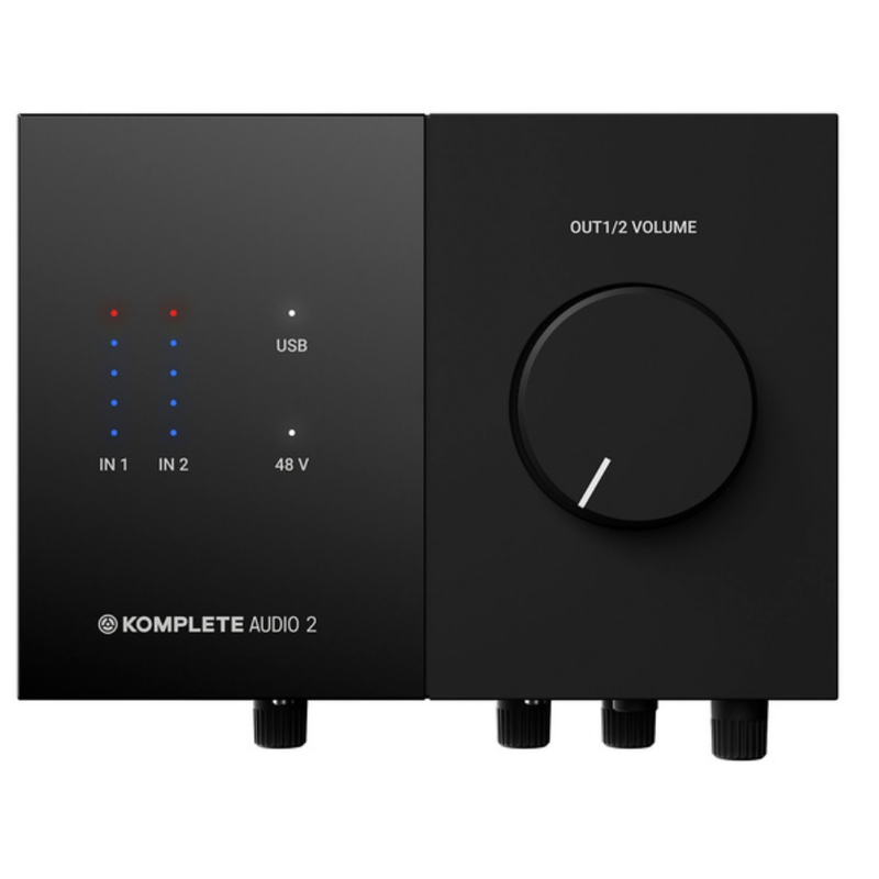 NATIVE INSTRUMENTS - Interfaccia USB: 2 ingressi mic, 2 uscite jack, uscita cuffia, 24 bit, 192 kHz,VU-meter, manopola volume analogico