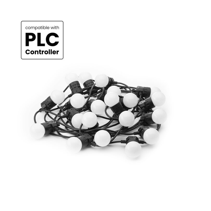 TWINKLY - 20 RGB PLC G45 bulb, 50 cm spacing, black cable