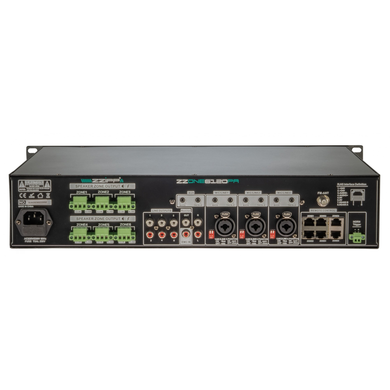 ZZiPP - Amplificatore mixer lettore usb/bt/fm da 120w 6 zone