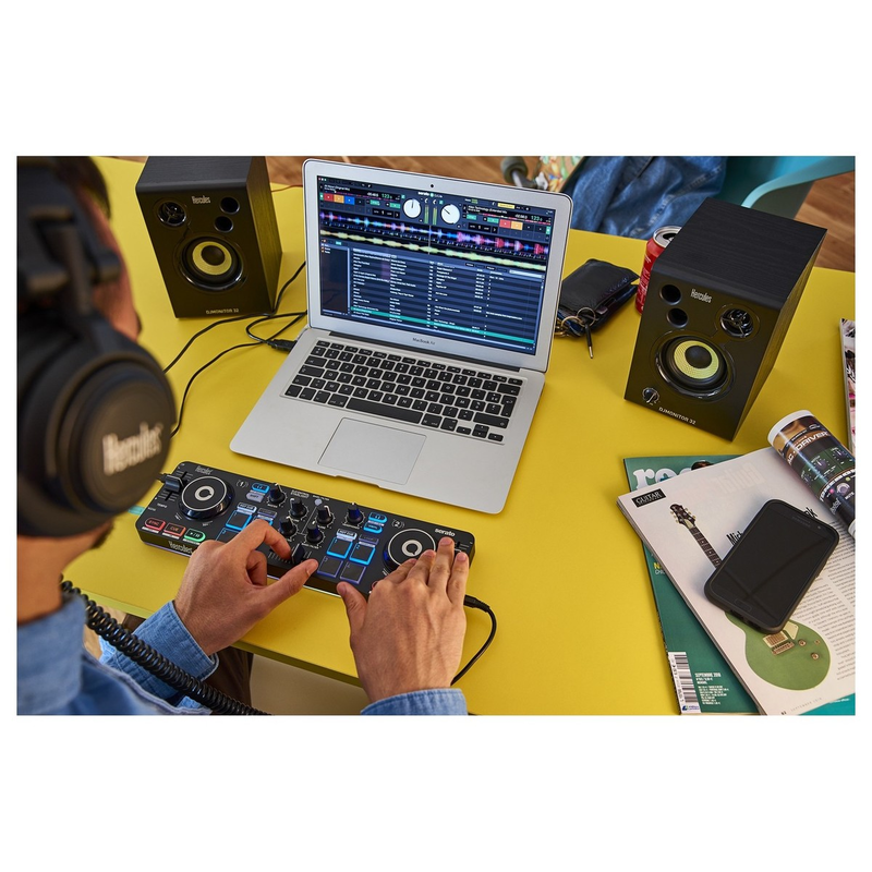 HERCULES - KIT PER DJ CON CONTROLLER, MONITOR E CUFFIE