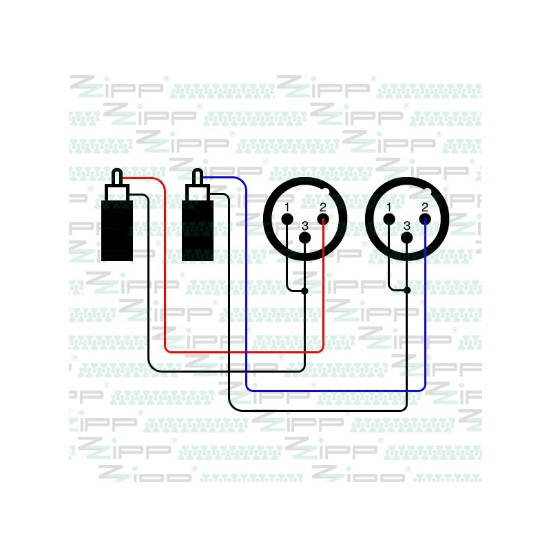 ZZiPP - Cavo 1 mt 2 RCA maschio /2 x XLR maschio