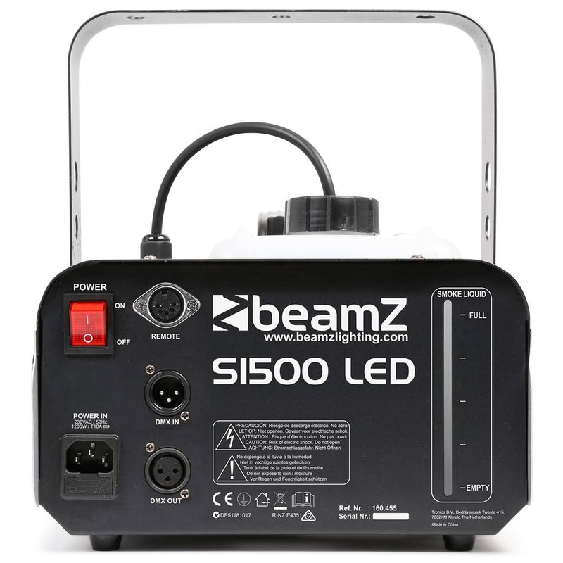 BEAM Z - Macchina del fumo compatta DMX da 1500W con telecomando con led colorati