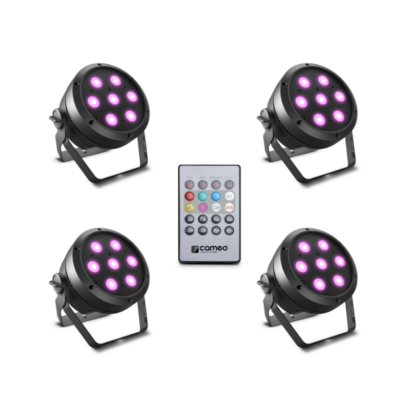 CAMEO - Potenti fari PAR a 7 LED a quattro colori
