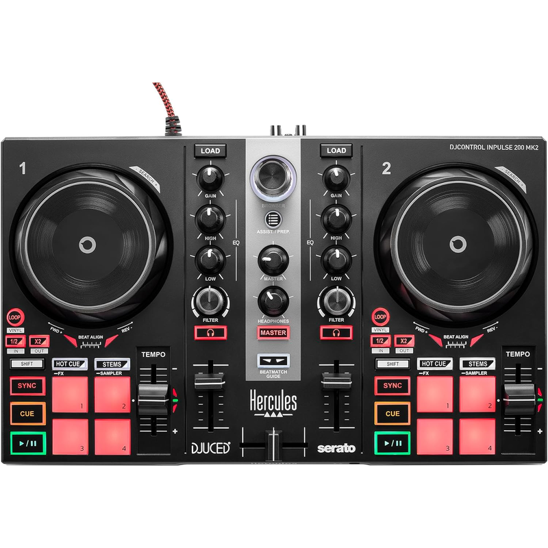 HERCULES - KIT PER DJ CON CONTROLLER DIGITALE, CUFFIA, MONITOR E SOFTWARE SERATO DJ JUICED