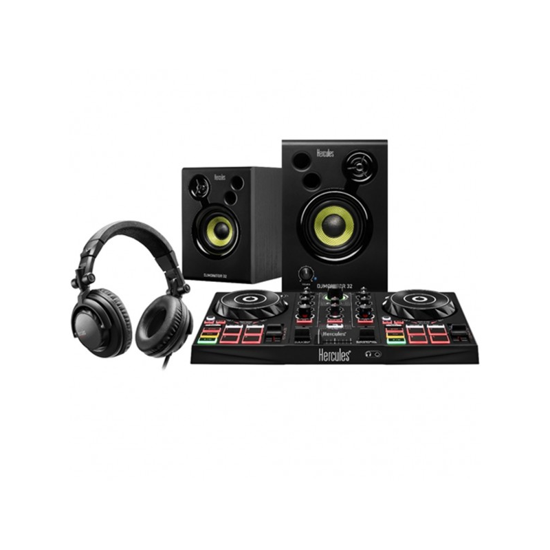 HERCULES - KIT PER DJ CON CONTROLLER DIGITALE, CUFFIA, MONITOR E SOFTWARE SERATO DJ JUICED