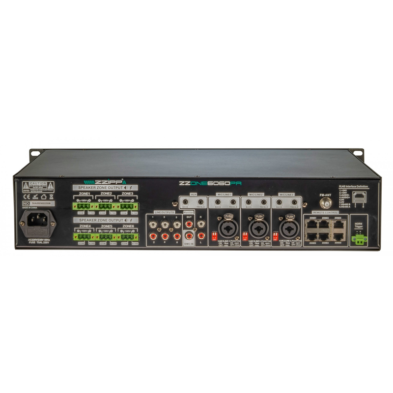 ZZiPP - Amplificatore mixer lettore usb/bt/fm da 60w a 6 zone