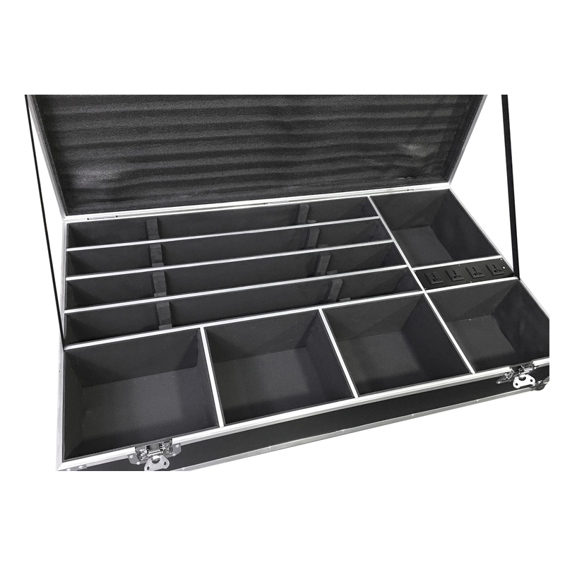 FOS TECHNOLOGIES - Flight case con ruote per 4 unità Luminus Pole con stazione di ricarica.