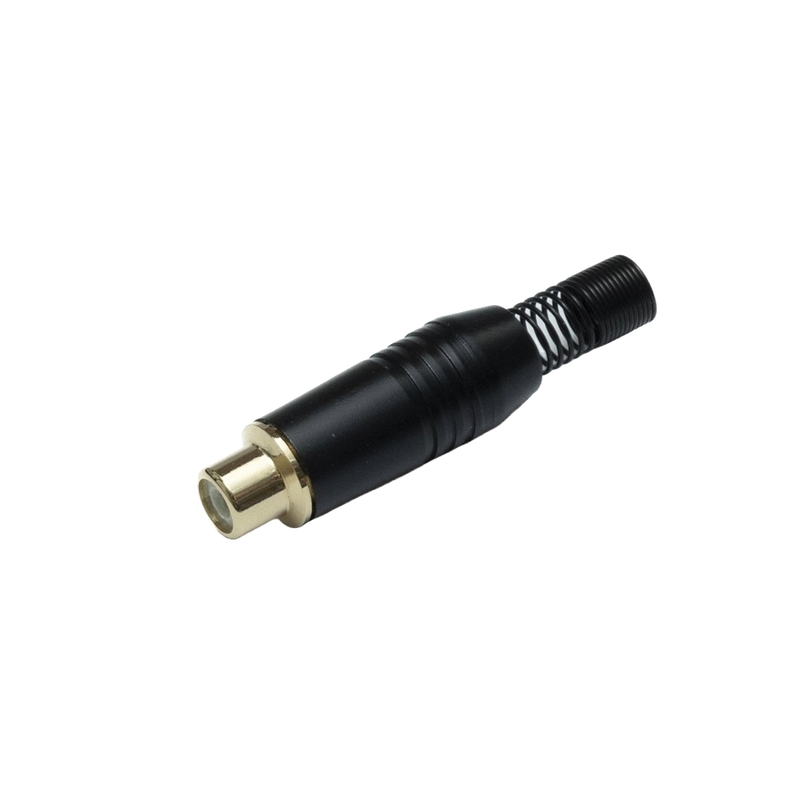 QUIKLOK - Connettore RCA femmina in metallo nero con molla diametro interno 7 mm