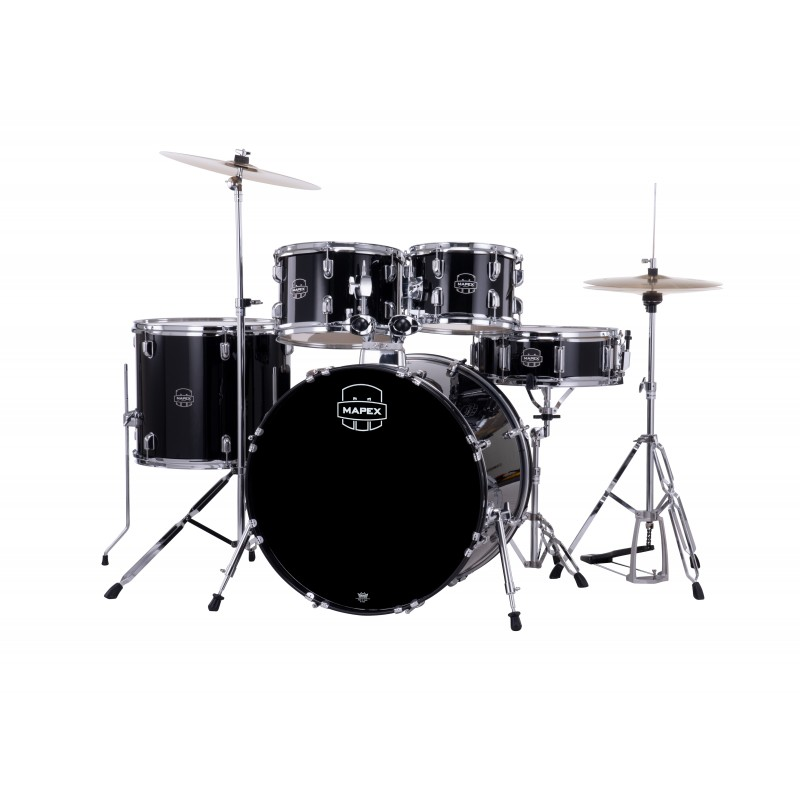 MAPEX - Set Comet Rock 5 pezzi completo di piatti, hardware e seggiolino. Finitura DK Dark Black