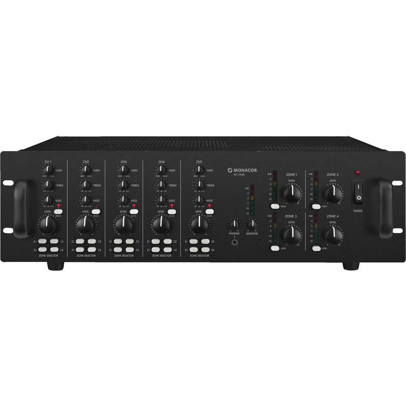 MONACOR - Mixer Amplificato 4 zone indipendenti 100V 4x120W