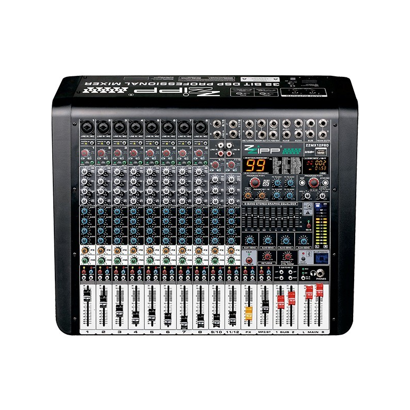 ZZiPP - Mixer professionale 12 canali con multieffetto DSP e connettività Bluetooth