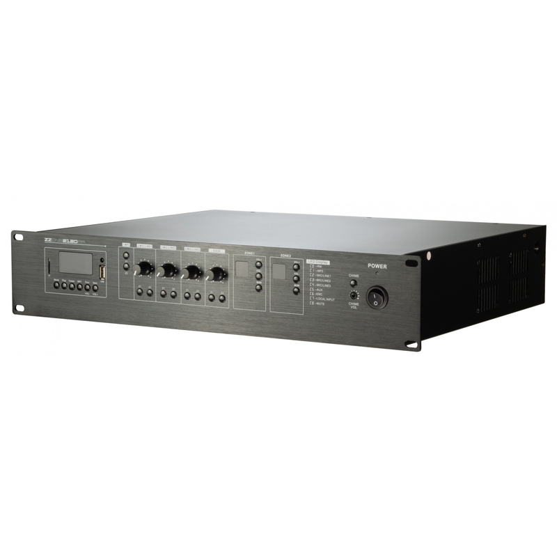 MONACOR - Amplificatore mixer lettore usb/bt/fm da 120w a 2 zone