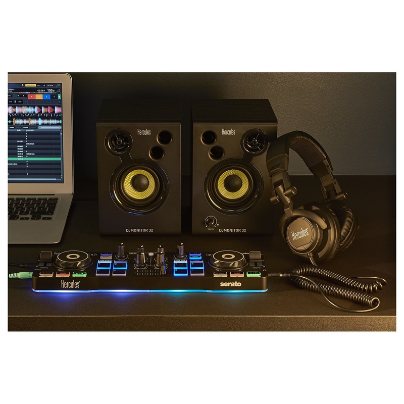 HERCULES - KIT PER DJ CON CONTROLLER, MONITOR E CUFFIE