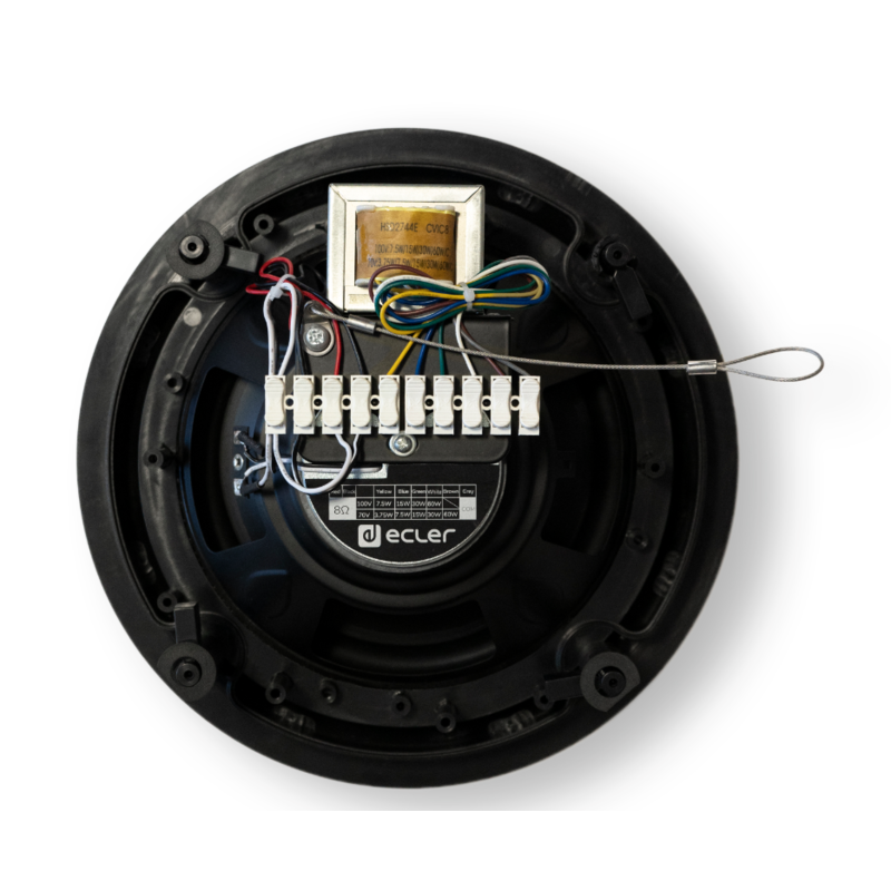 ECLER - Diffusore da controsoffitto a 2 vie ideale per applicazioni a 70/100V (3,75/7,5/15/30/60 W) ed a bassa impedenza (60W RMS su 8 Ohm)