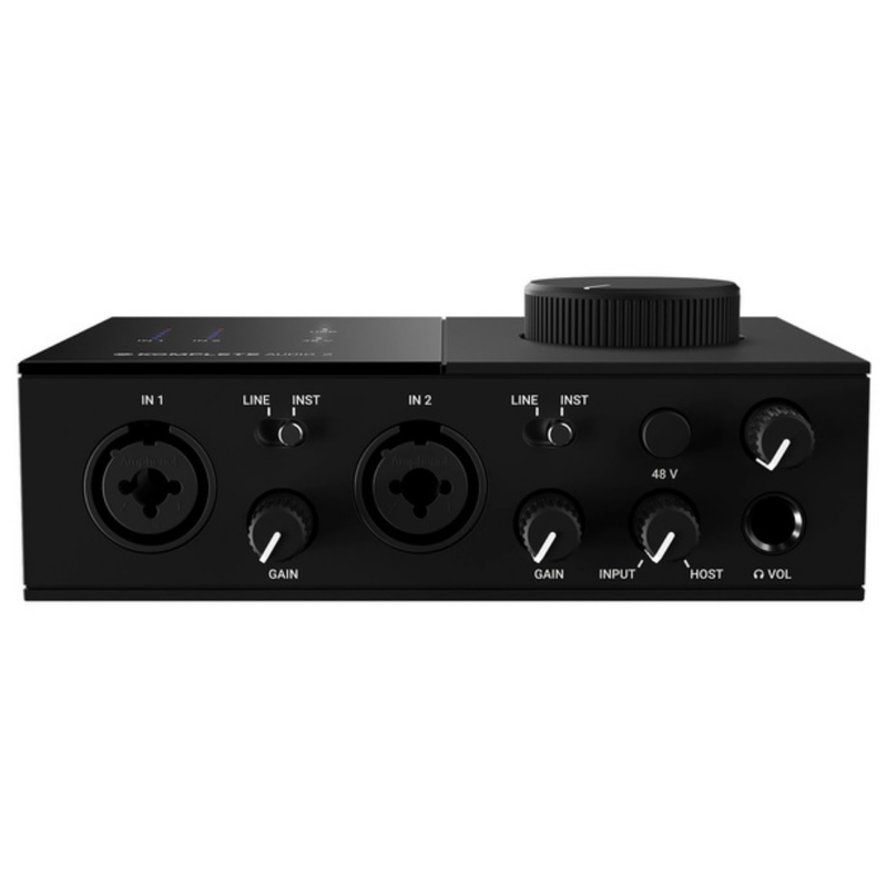 NATIVE INSTRUMENTS - Interfaccia USB: 2 ingressi mic, 2 uscite jack, uscita cuffia, 24 bit, 192 kHz,VU-meter, manopola volume analogico