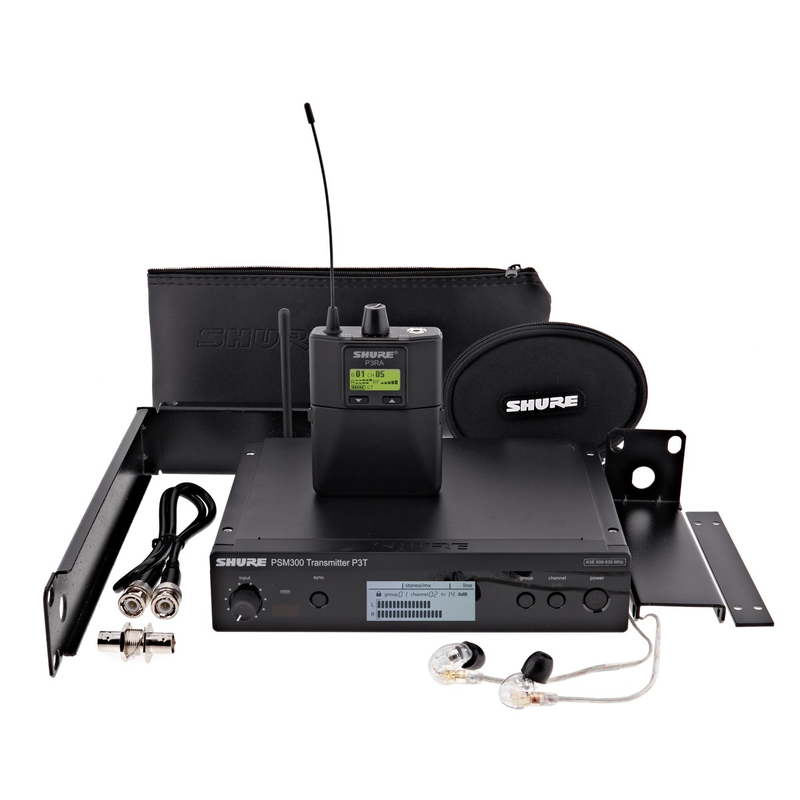 SHURE - Kit completo di trasmettirore P3T, ricevitore P3RA e auricolari SE215CL