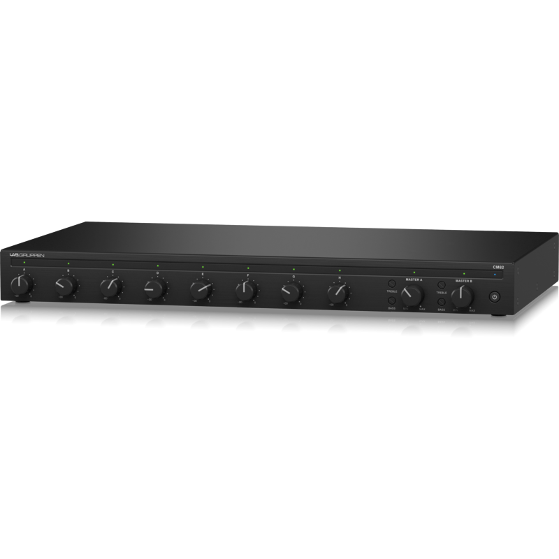 LABGRUPPEN - Mixer commerciale con 8 ingressi, 2 uscite e matrice di routing, 2 zone