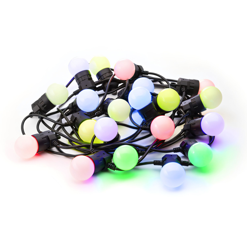 TWINKLY - 20 RGB PLC G45 bulb, 50 cm spacing, black cable
