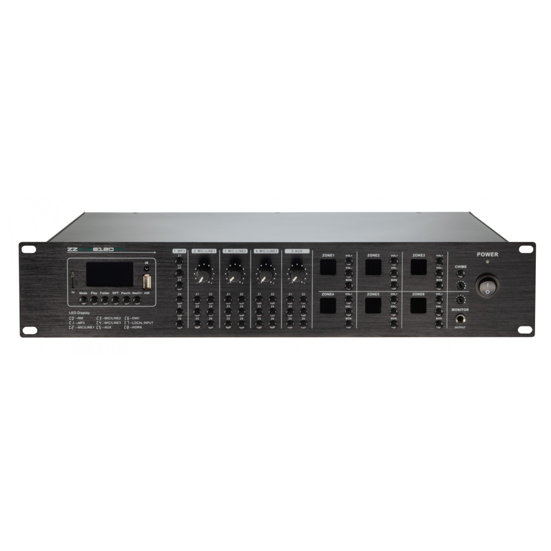 ZZiPP - Amplificatore mixer lettore usb/bt/fm da 120w 6 zone