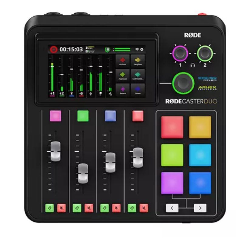 RODE - Comprende: 1 RodeCaster Duo, 2 Podmic, 2 NTH100, 2 PSA1+, 2 XLR-3M