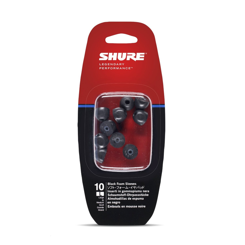 SHURE - Inserto F gomma lavabile, large per serie SE, SCL3/4/5 nero 10 pezzi