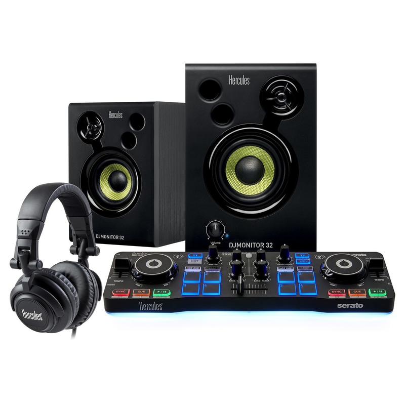 HERCULES - KIT PER DJ CON CONTROLLER, MONITOR E CUFFIE