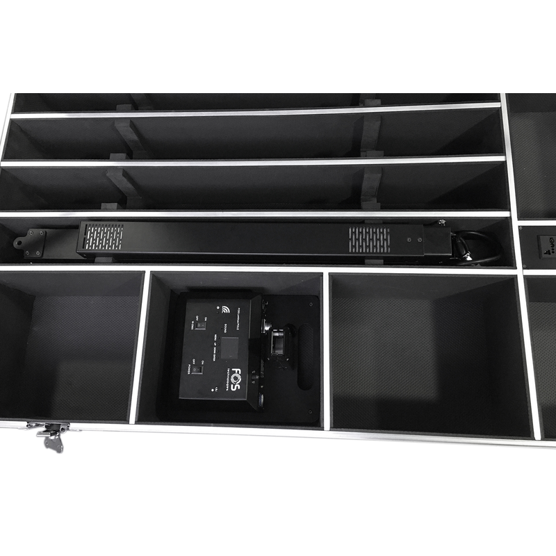 FOS TECHNOLOGIES - Flight case con ruote per 4 unità Luminus Pole con stazione di ricarica.