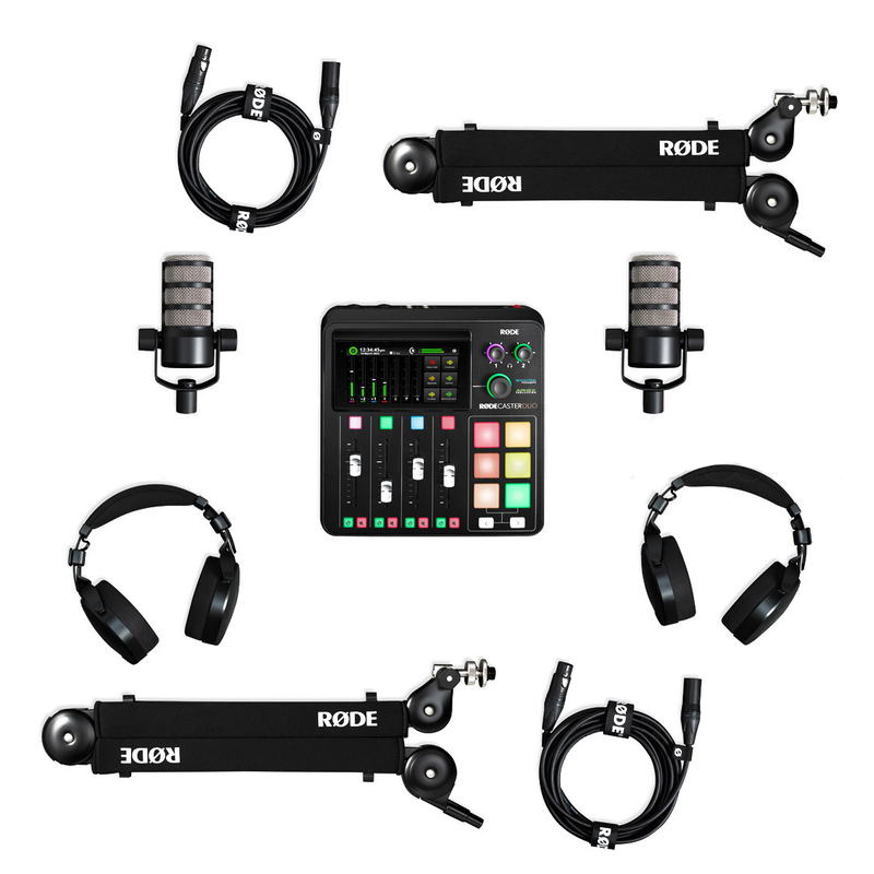 RODE - Comprende: 1 RodeCaster Duo, 2 Podmic, 2 NTH100, 2 PSA1+, 2 XLR-3M