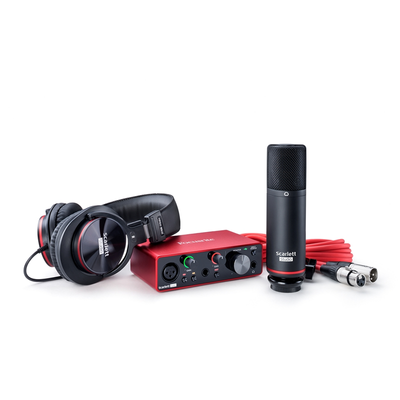 FOCUSRITE - Interfaccia audio USB 2-in, 2-out  con cuffie e un microfono a condensatore